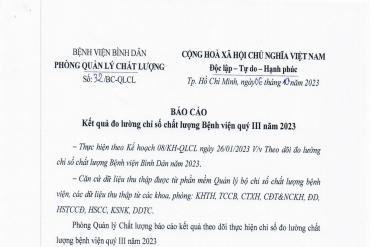 Báo cáo Kết quả đo lường chỉ số chất lượng 79Kinh vip Lì xì hội viên mới Quý III năm 2023