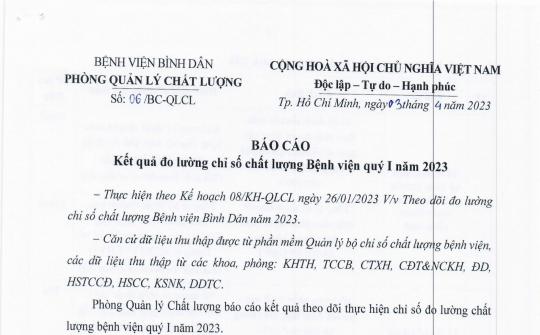 Báo cáo Kết quả đo lường chỉ số chất lượng 79Kinh vip Lì xì hội viên mới Quý I năm 2023