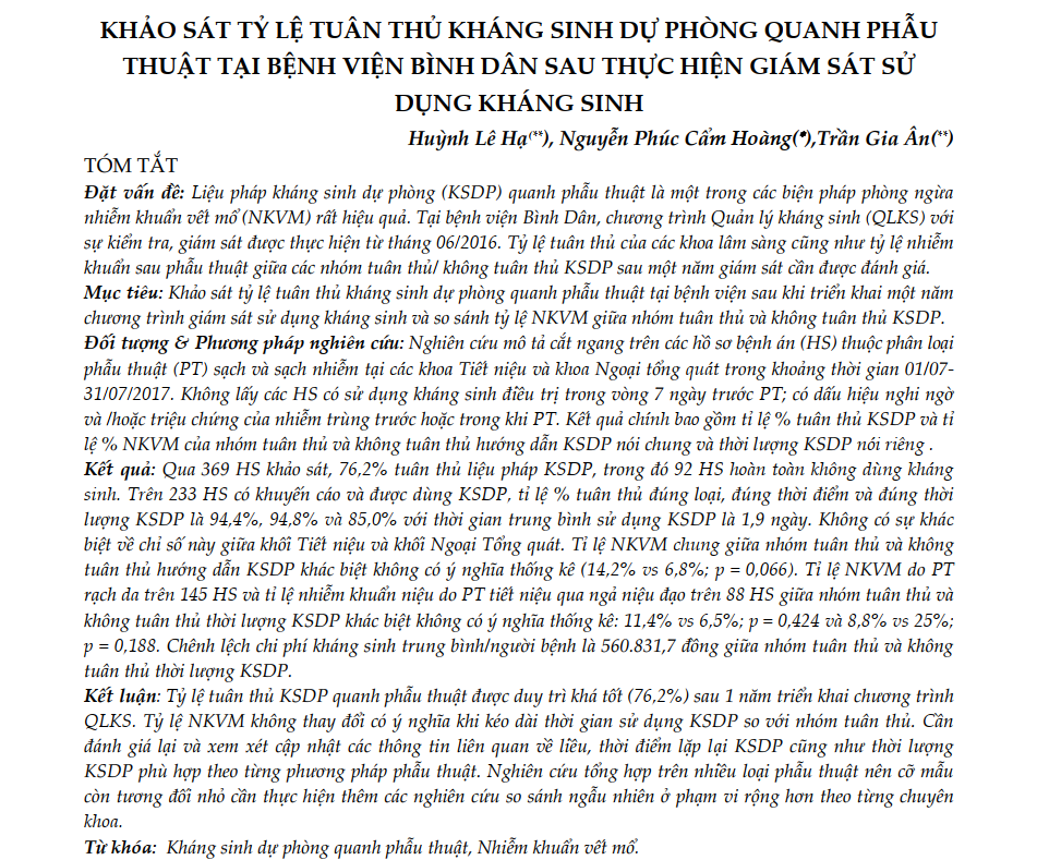 KHAO_SAT_TY_LE_TUAN_THU_KHANG_SINH_DU_PHONG_QUANH_PHAU_THUAT_TAI_BENH_VIEN_BINH_DAN_SAU_THUC_HIEN_GIAM_SAT_SU_DUNG_KHANG_SINH