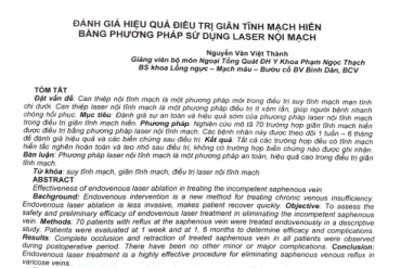 Đánh giá hiệu quả Link Đăng Nhập 79KING.COM Nhận 79K Ngay giãn tĩnh mạch hiển bằng phương pháp sử dụng laser nội mạch